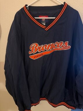 Equipment Navy Pullover with Orange Trim